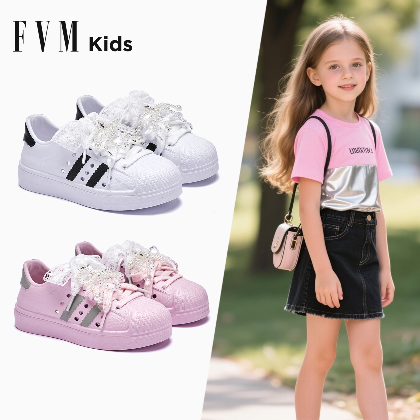 FVM女童鞋子儿童洞洞鞋外穿