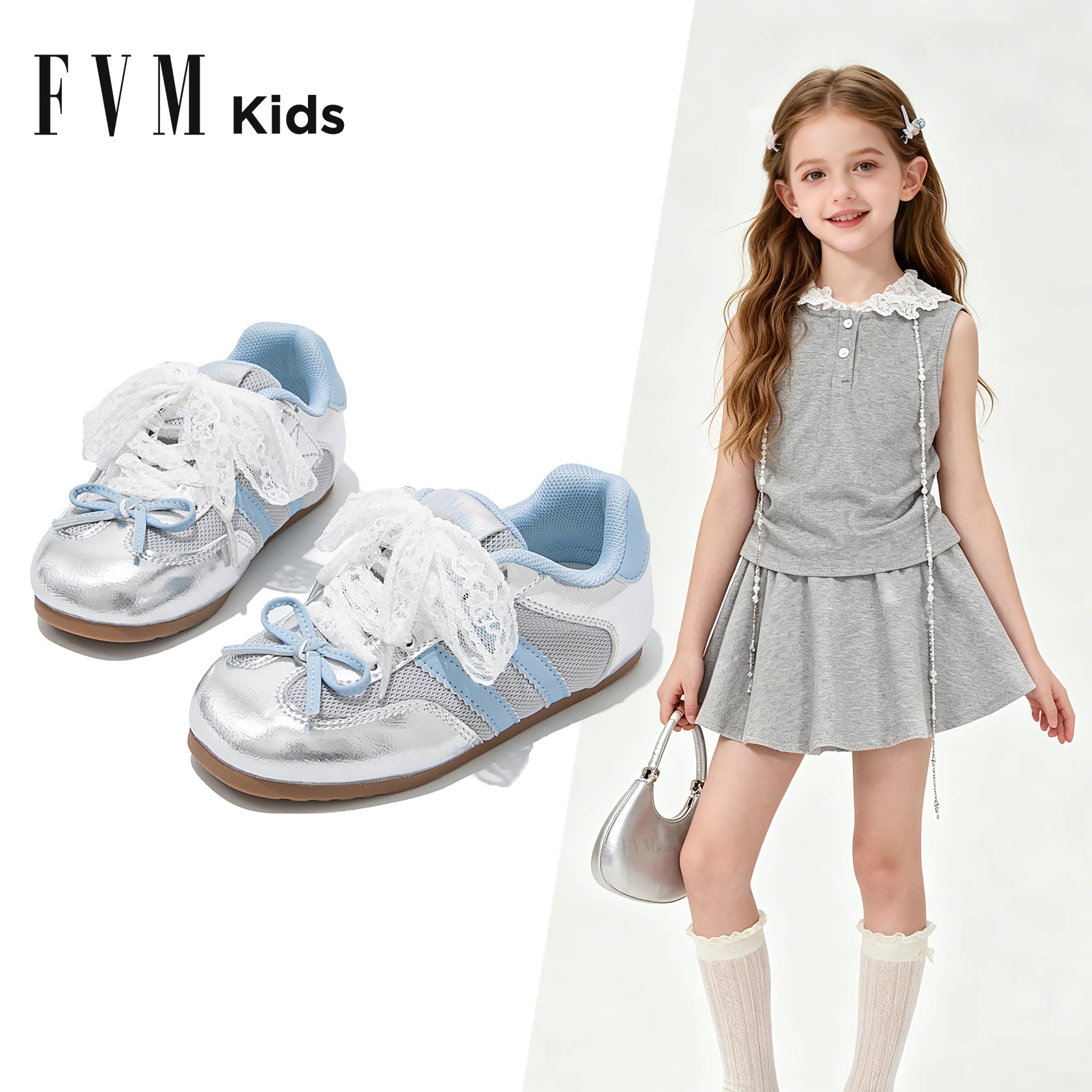 FVM女童鞋子儿童运动德训板鞋