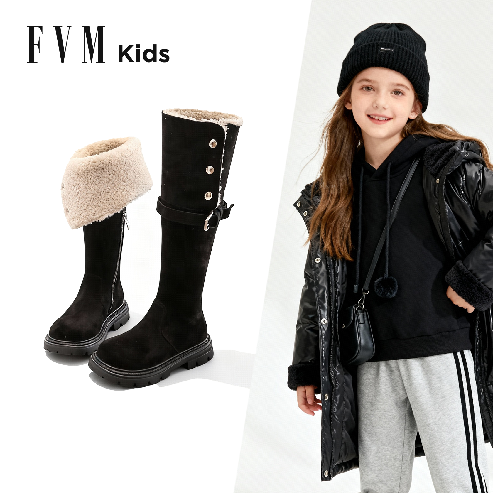 FVM女童长筒靴2025冬季新款