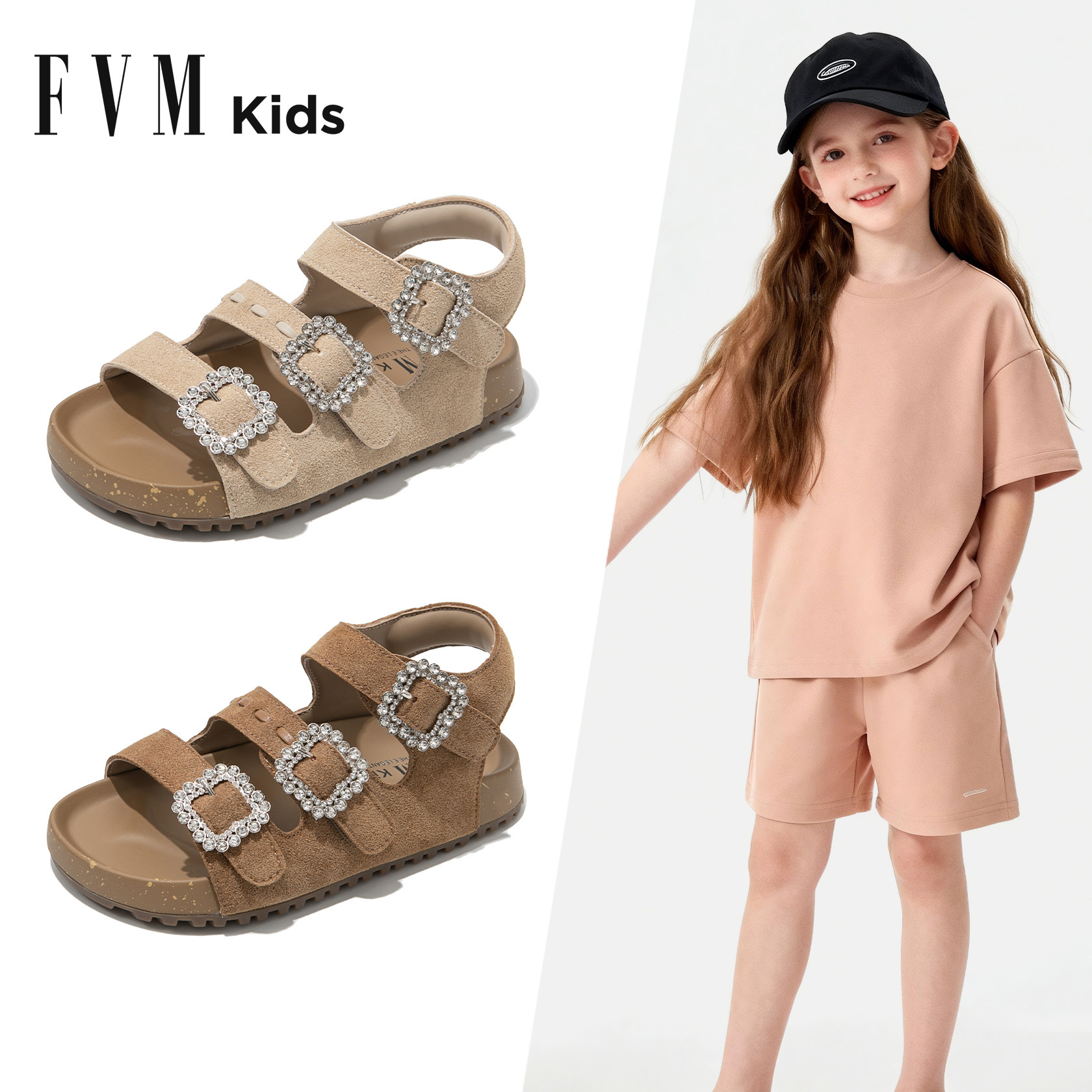 FVM女童鞋子儿童公主勃肯凉鞋