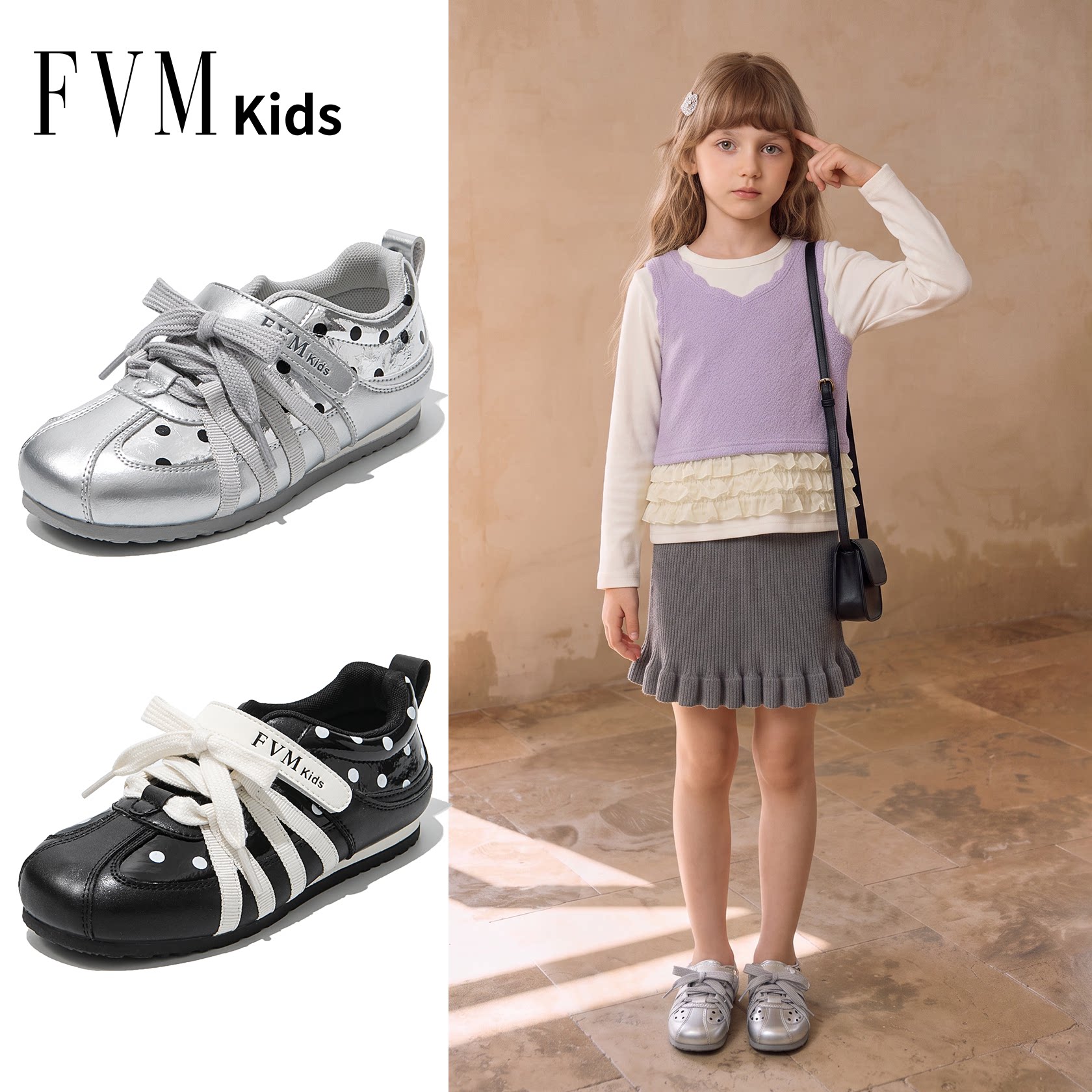 FVM女童鞋子儿童公主运动板鞋