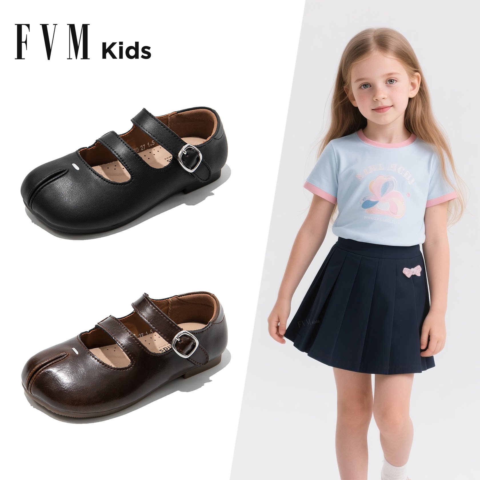 FVM女童鞋子儿童公主小皮鞋单鞋
