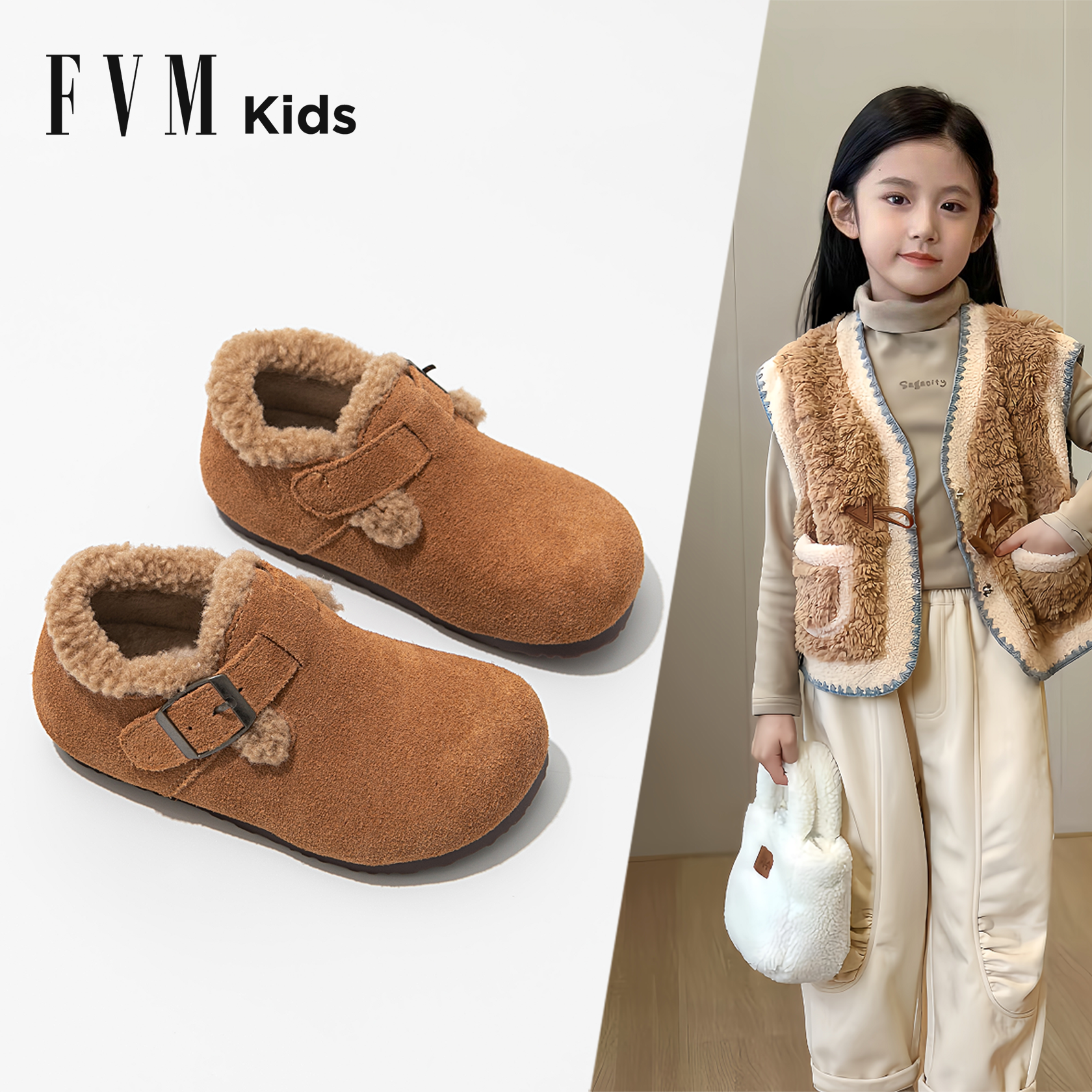 真皮女童鞋子加绒保暖大童宝宝