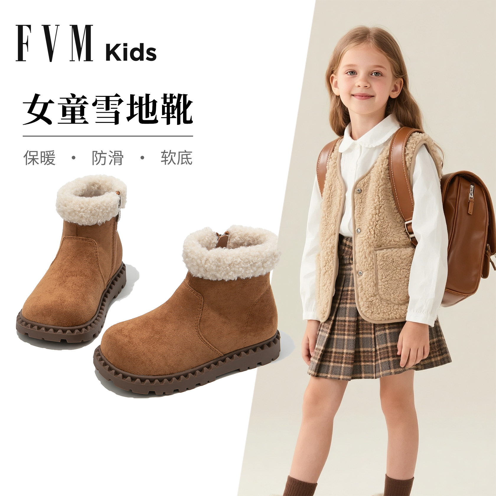 女童雪地靴勃肯大棉冬靴