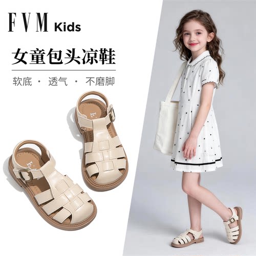 FVM女童鞋子儿童公主罗马凉鞋