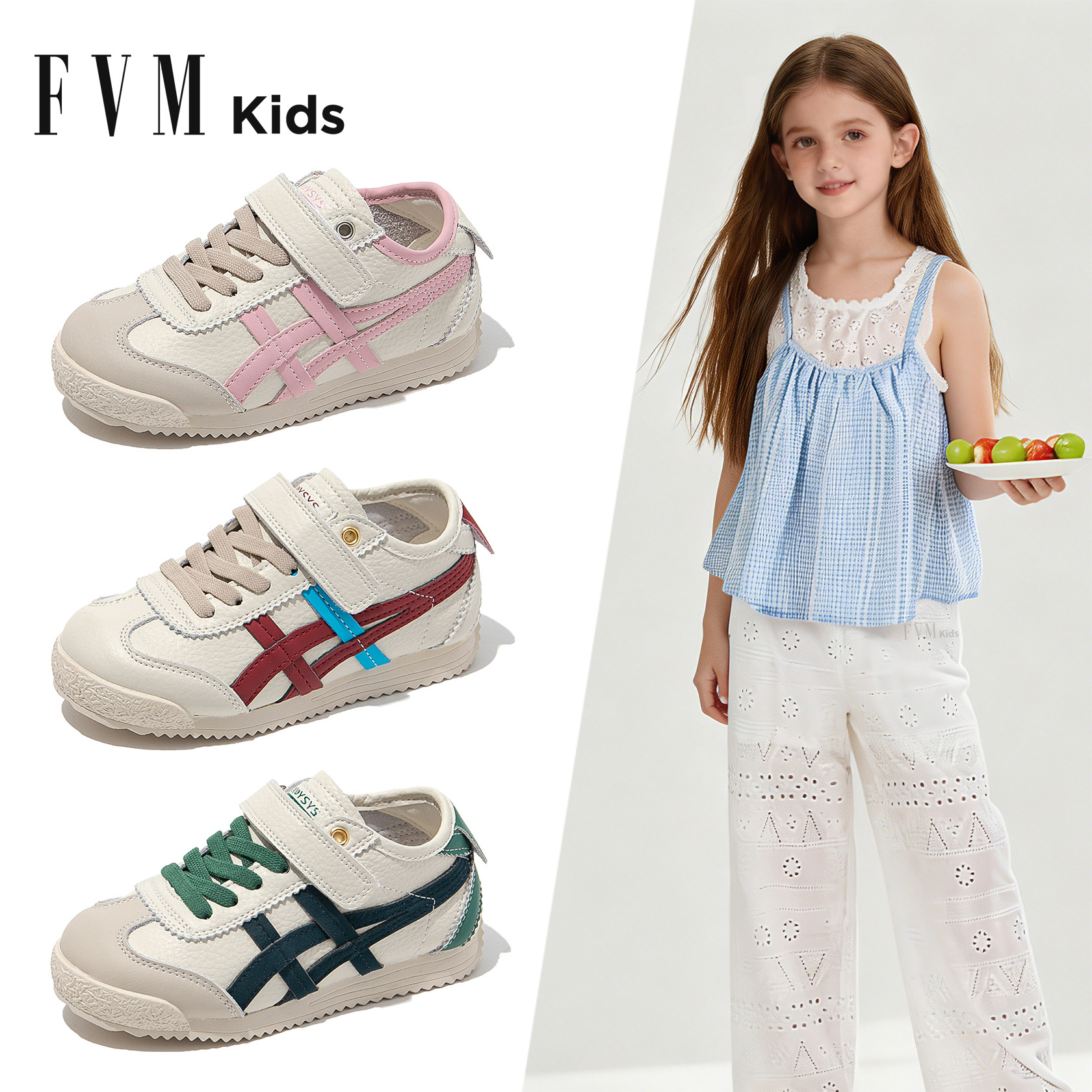 FVM女童鞋子儿童运动板鞋2026春夏新款女孩春款德训小白休闲大童