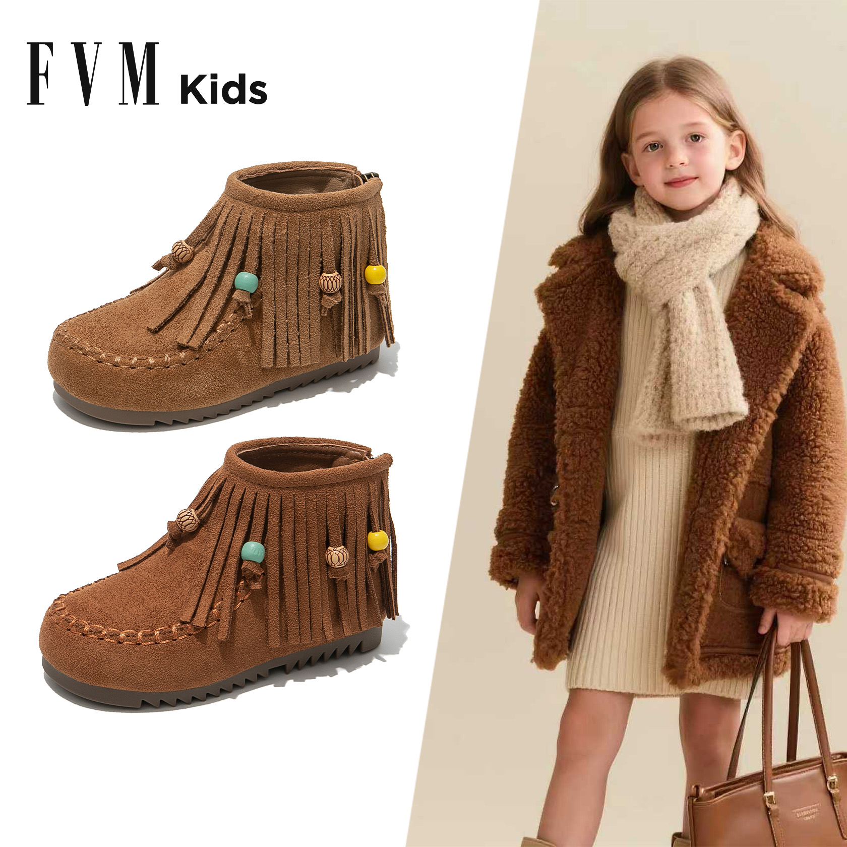 女童皮靴短靴2025新款