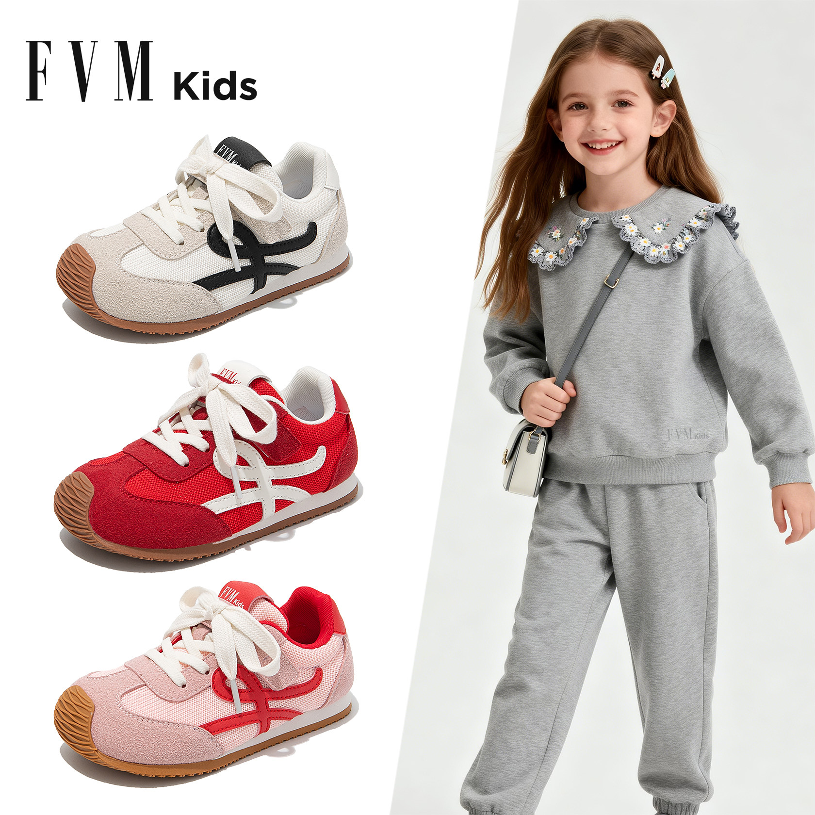 女童鞋子儿童德训运动板鞋2026新款春季春夏轻便女款大童网面透气