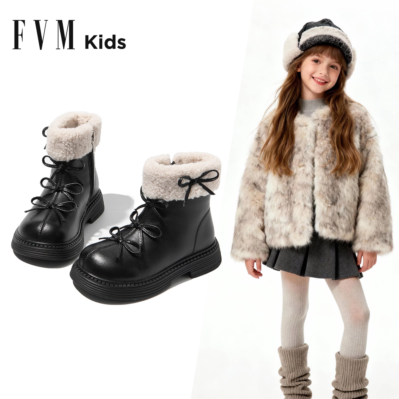 女童马丁短靴子儿童二棉鞋子2026秋冬季新款雪地靴加绒小皮靴公主