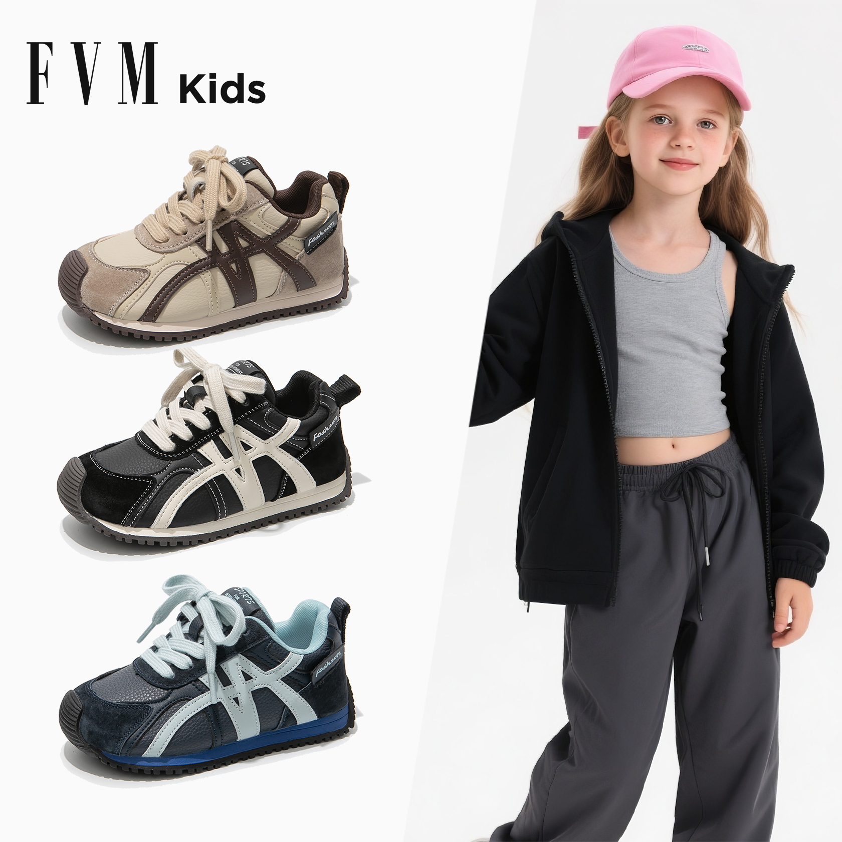 FVM女童鞋子儿童运动板鞋