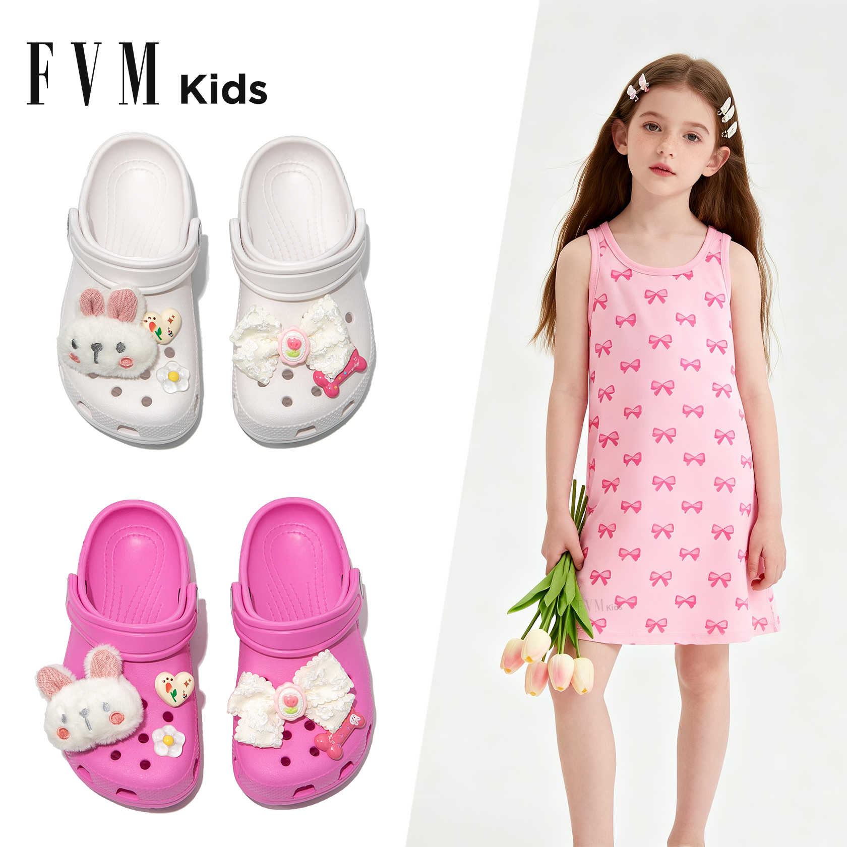 FVM女童鞋子儿童公主洞洞凉鞋2026新款夏季夏款女孩软底女款凉拖