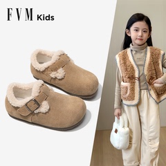 FVM女童鞋子儿童公主小皮鞋2024秋冬季新款加绒宝宝勃肯洋气软底