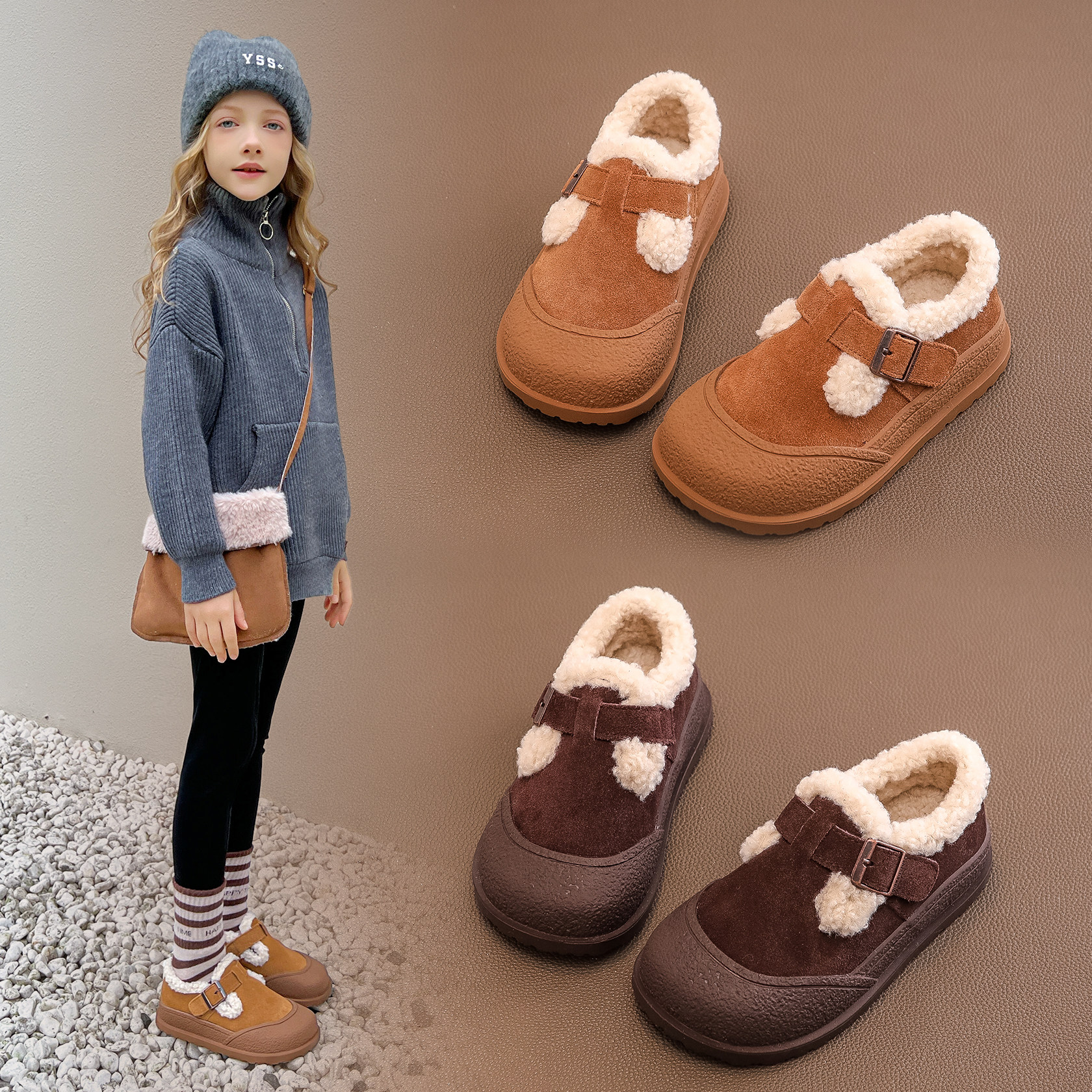 Ůͯѩ��ѥ��ͯ����Ь��2024�¿��ﶬ�����޼Ӻ񱦱�ëë��ů��ͯ