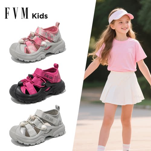 FVM女童鞋子儿童公主运动凉鞋