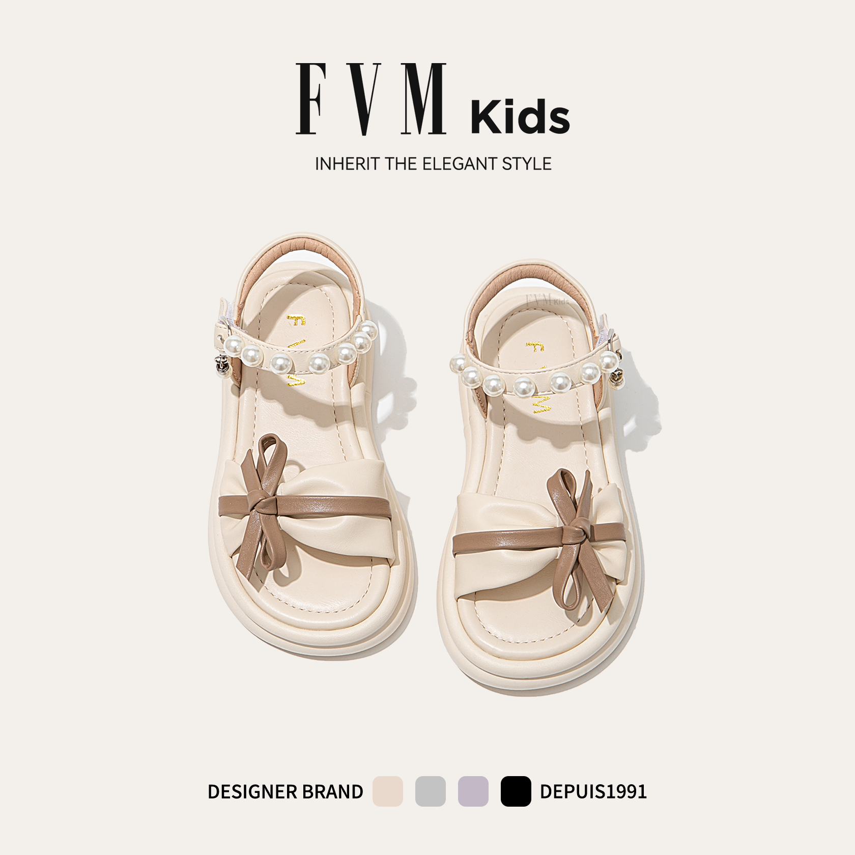 FVM女童白色夏天凉鞋儿童公主鞋子2025新款夏季夏款女孩宝宝洋气