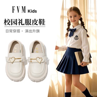 女童鞋子儿童公主小皮鞋2025春秋季新款宝宝白色英伦乐福演出单鞋