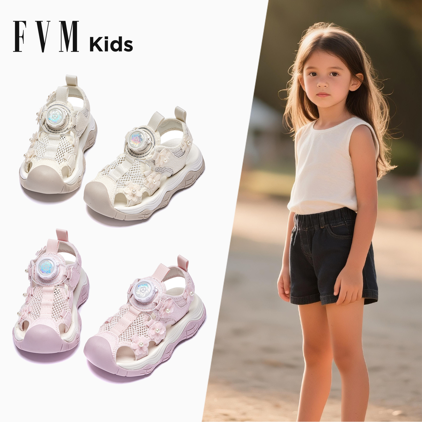 FVM女童鞋子儿童运动凉鞋2025新款夏季小女孩包头溯溪可下水超火