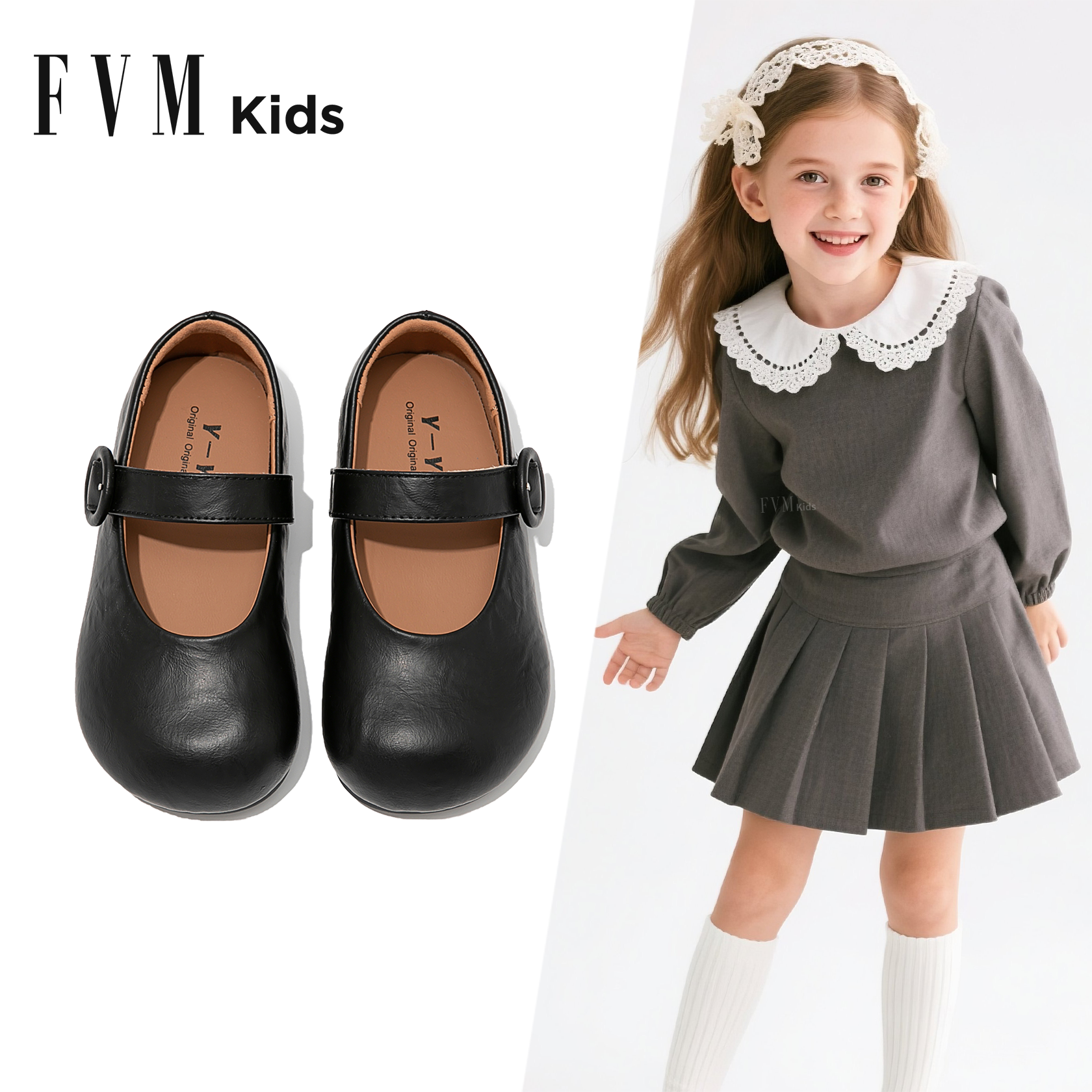 女童小皮鞋2025新款黑色