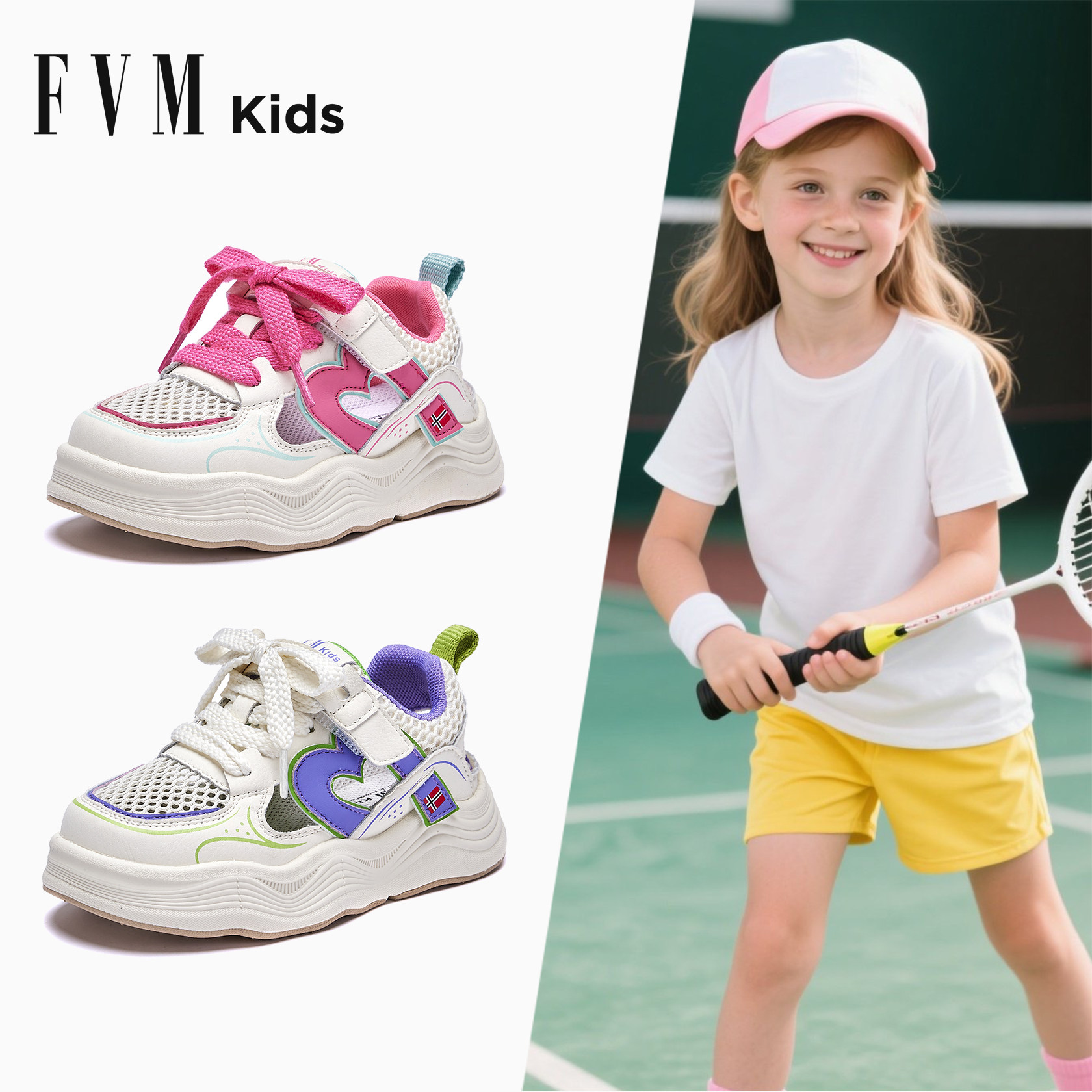 女童鞋子儿童运动板鞋2025新款夏季女孩网面透气大童小白薄款单网