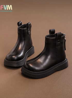 女童靴子儿童马丁短靴2025新款秋冬季女宝宝洋气二棉皮靴加绒冬靴