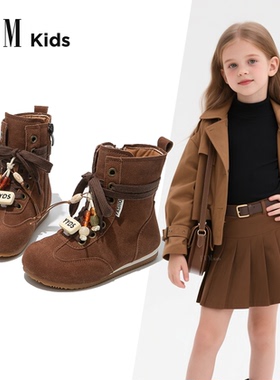 女童鞋子儿童公主马丁短靴子2025新款秋冬季德训女孩大童加绒软底