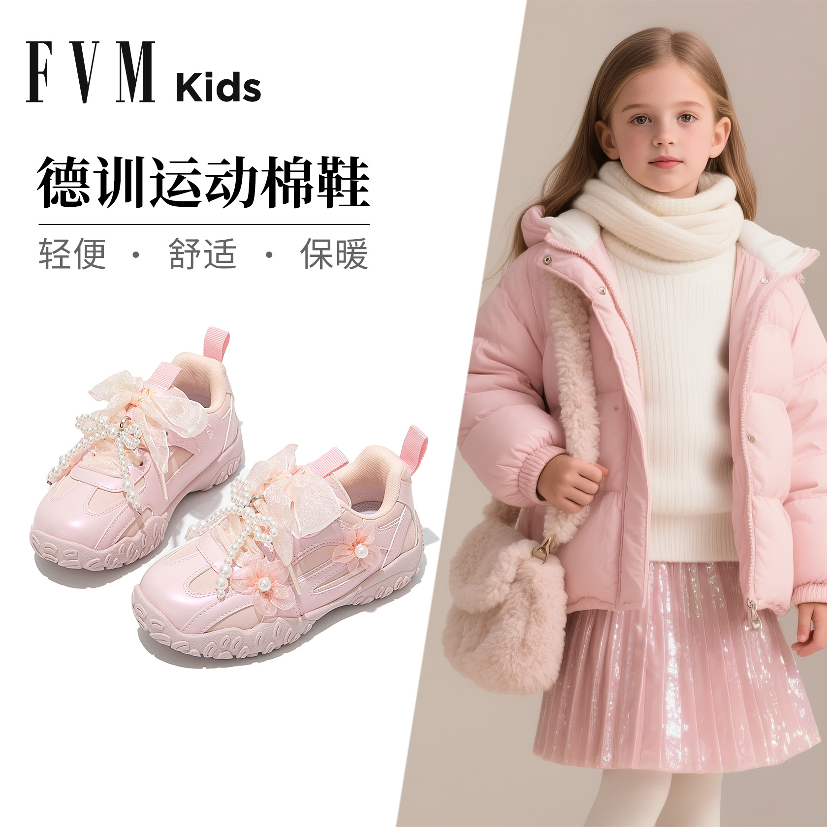 女童新款公主风加绒棉鞋