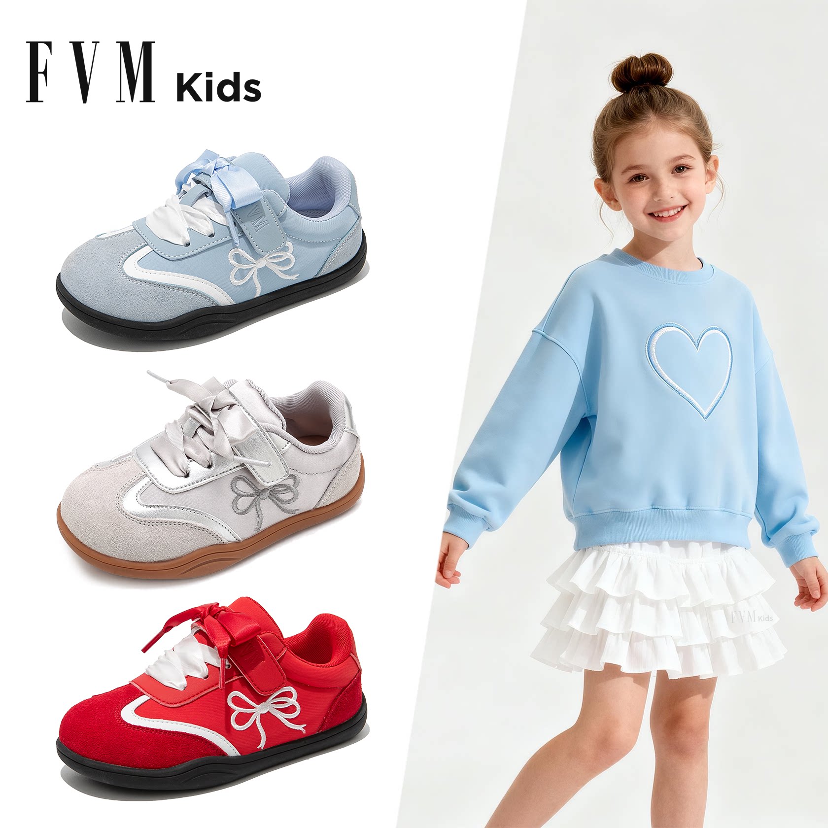 女童鞋子儿童蓝色德训运动板鞋2026新款春季大童轻便休闲女孩春鞋