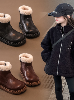 FVM女童鞋子儿童二棉冬鞋2025秋冬款新款加绒加厚冬季毛毛雪地靴