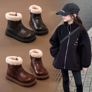 FVM女童鞋子儿童二棉冬鞋2026秋冬款新款加绒加厚冬季毛毛雪地靴
