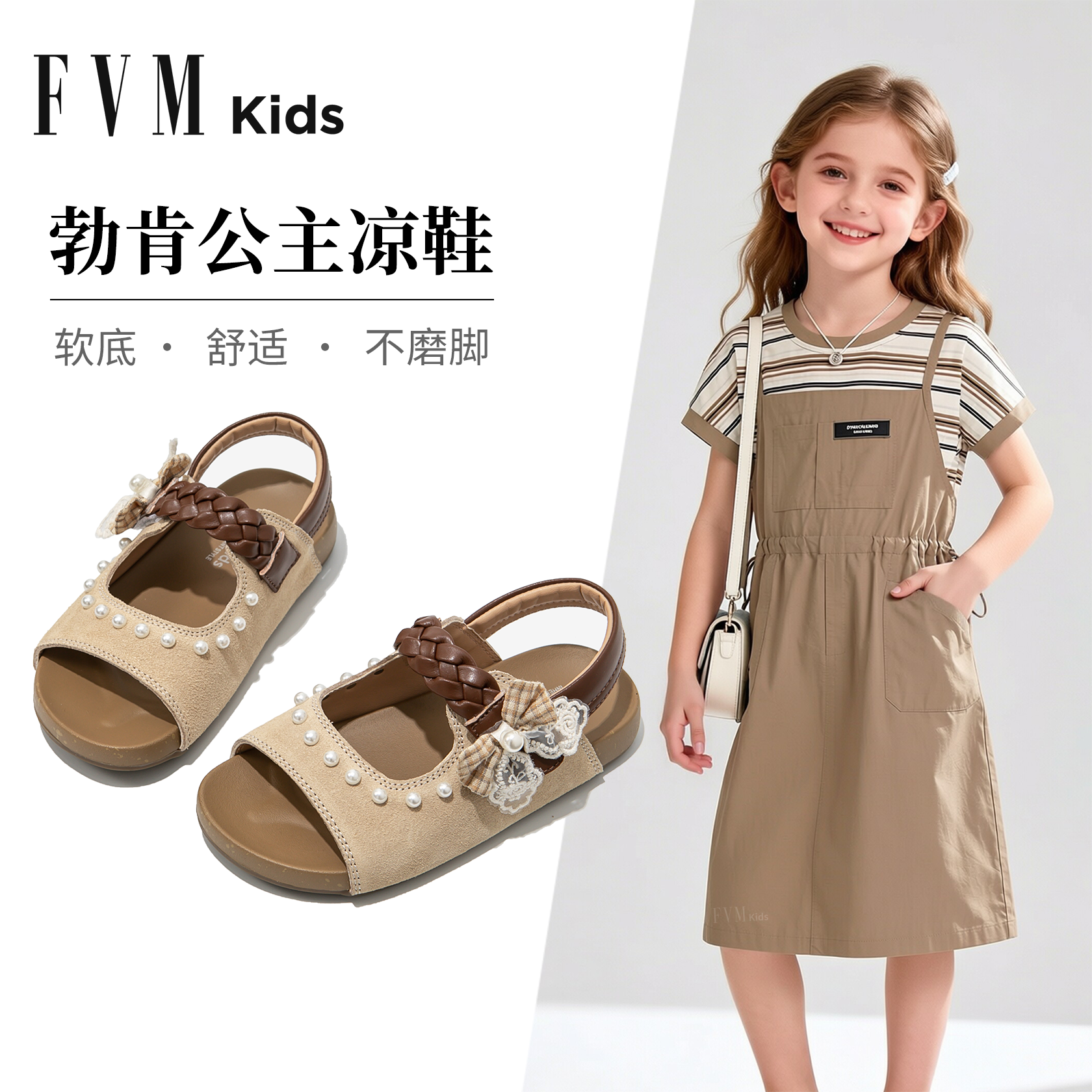 女童公主勃肯凉鞋子儿童2026新款夏季夏款洋气小女孩大童软底女款