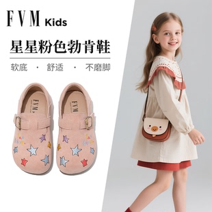 软底宝宝豆豆单鞋 2025秋新款 子儿童公主粉色勃肯小皮鞋 FVM女童鞋