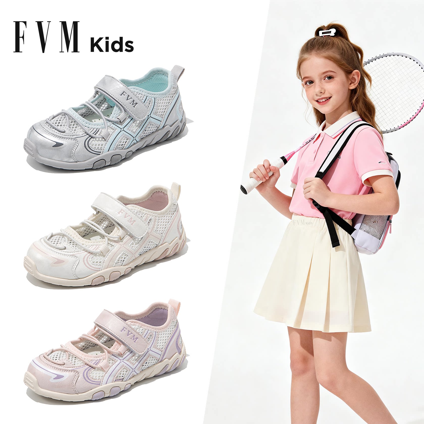 FVM女童鞋子儿童运动鞋网鞋薄款图片