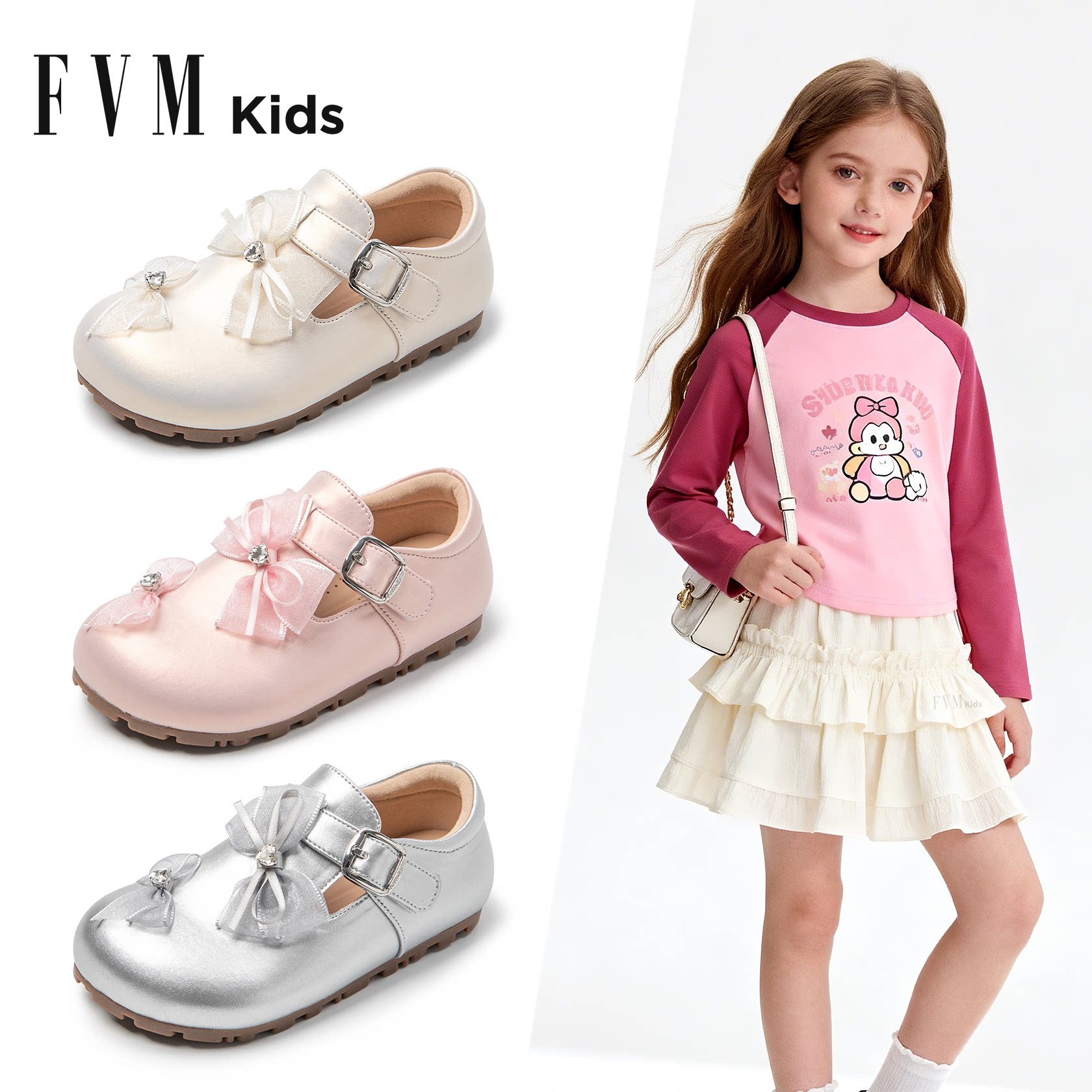 女童鞋子儿童公主小皮鞋2026新款春季银色女宝女孩洋气单鞋配裙子