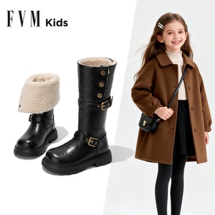 女童雪地靴儿童长筒棉靴2025新款冬季高筒长靴子加绒加厚保暖冬靴