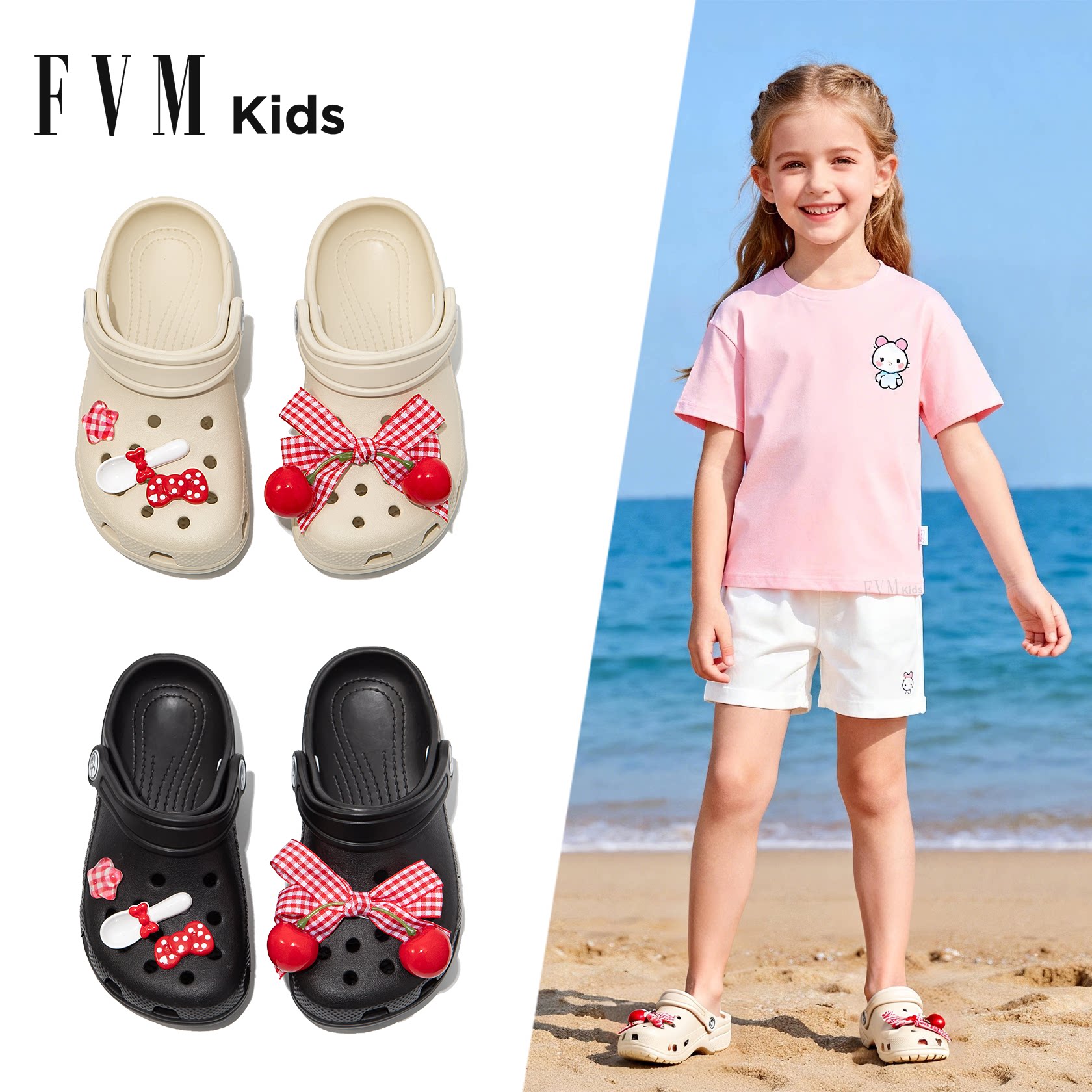 FVM女童鞋子儿童公主洞洞凉鞋2026新款夏季夏款大童软底女孩包头