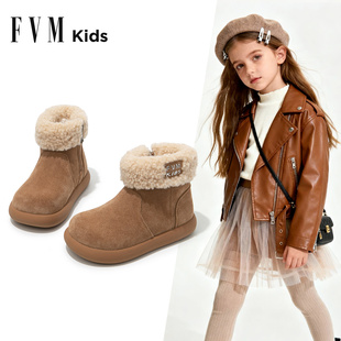 FVM女童雪地靴儿童大棉鞋子2026新款冬季加绒加厚女宝宝勃肯冬靴
