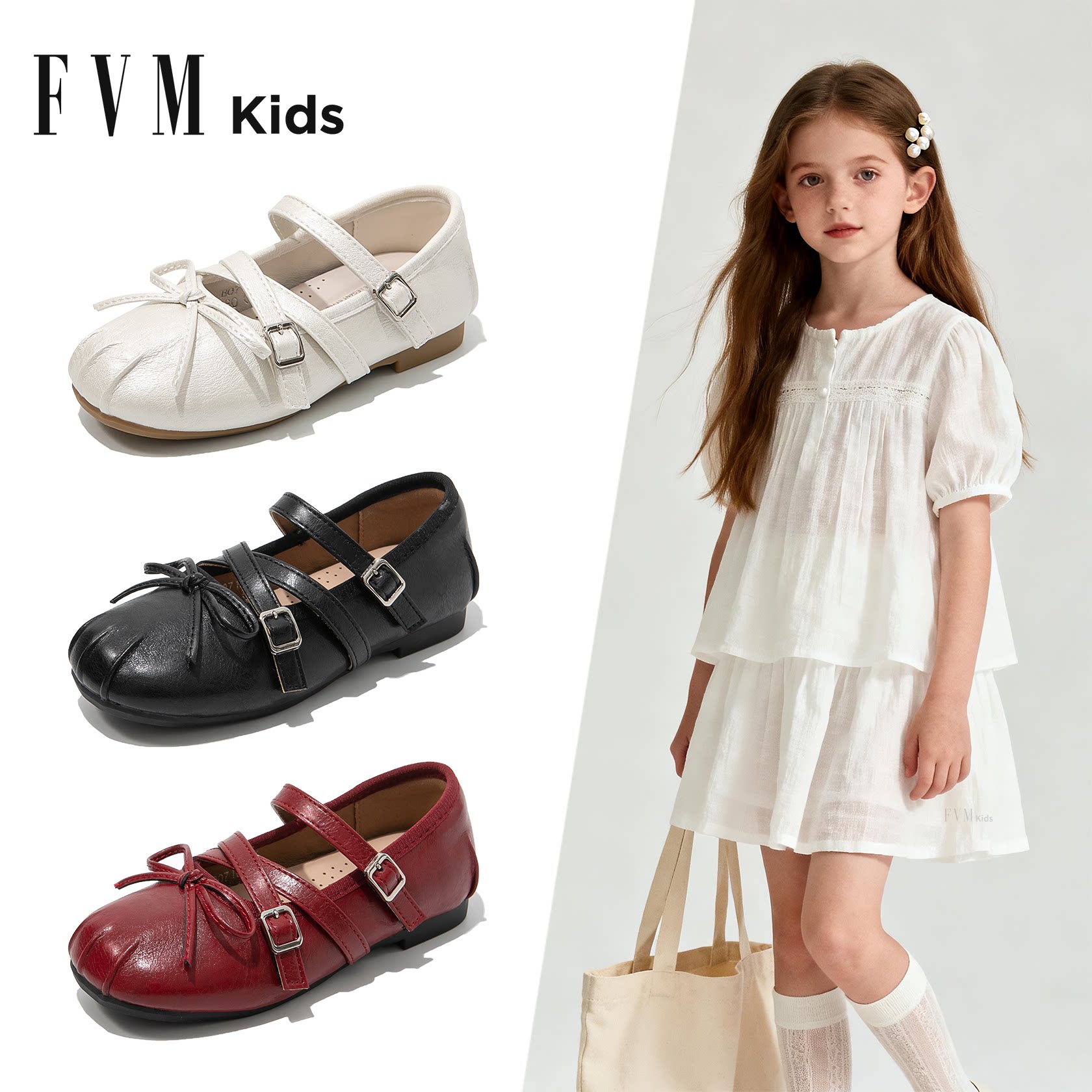 FVM夏季公主小皮鞋女宝软底透气