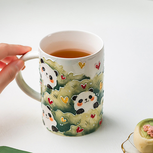 菀菀陶瓷手作大容量水杯马克杯咖啡杯釉下彩手绘陶瓷杯子景德镇