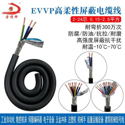 柔性屏蔽线EVVP 2 3 4 5 24芯抗干扰多芯信号线300V耐高温70度PVC