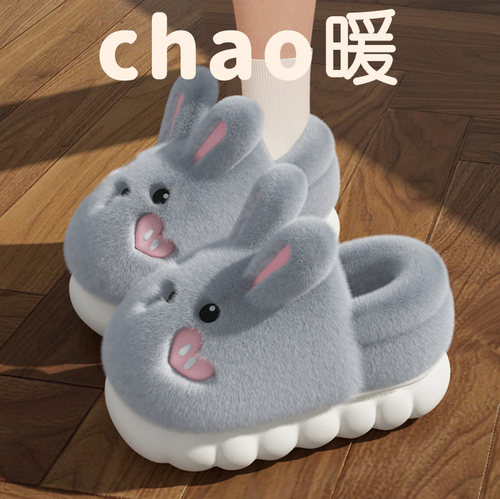 加绒包跟棉拖鞋女款冬季2025新款网红超火毛绒保暖室内居家办公室