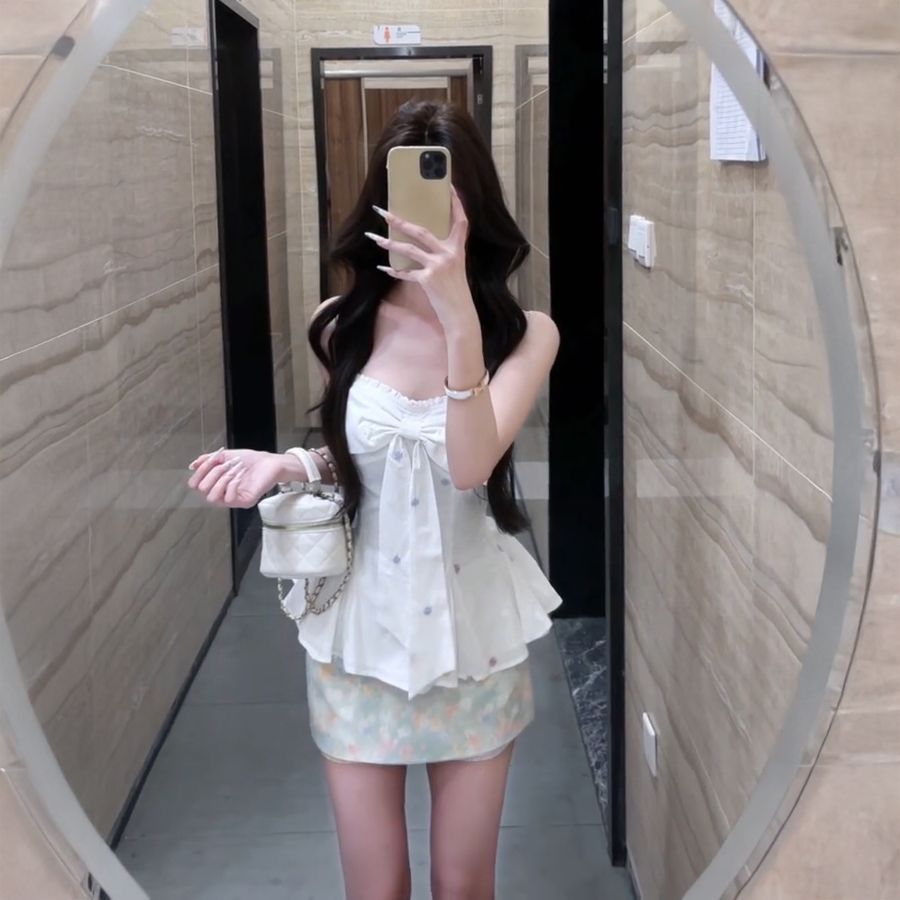 韩系辣妹蝴蝶结抹胸吊带