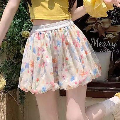 碎花蓬蓬花苞短裤女夏季2026休闲裤