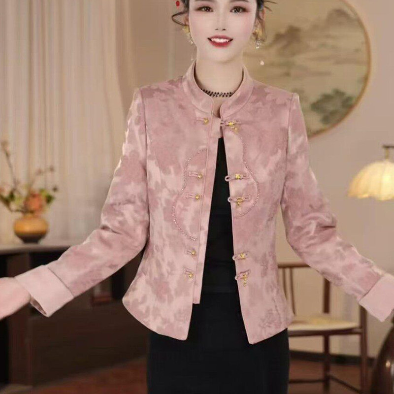 新中式夹棉加厚短款外套女2025冬季新款高档妈妈显瘦气质国风上衣