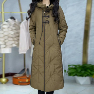 洋气优雅连帽轻薄棉服女2025冬季修身显瘦减龄遮肉中长款保暖外套