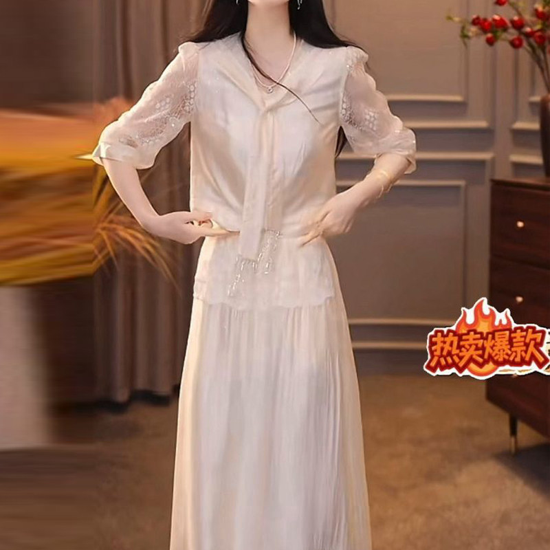 气质淑女白色衬衫半身裙两件套2026夏季新款新款时尚洋气妈妈套装