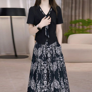 法式碎花半身裙女2026夏季复古彼岸花雪纺高腰垂感a字长裙大摆裙