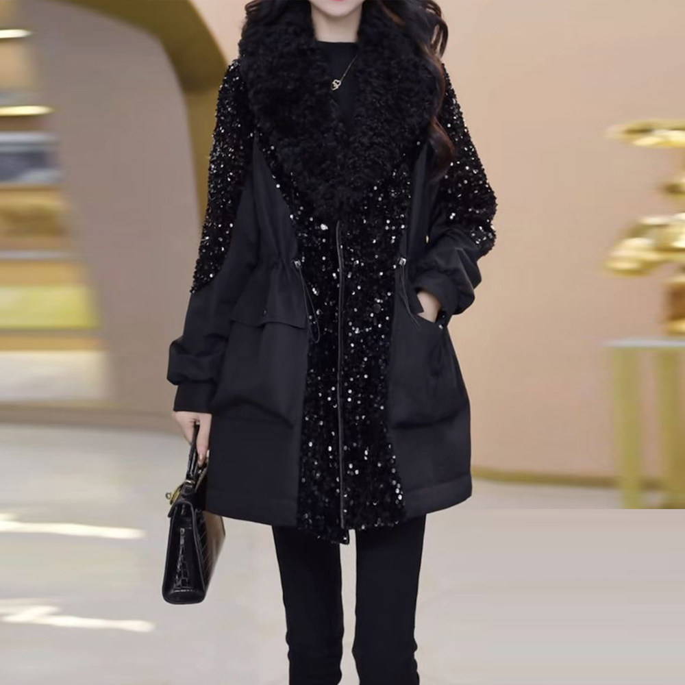 高档优雅加绒加厚大衣女2025年秋冬季修身显瘦减龄中长款保暖外套