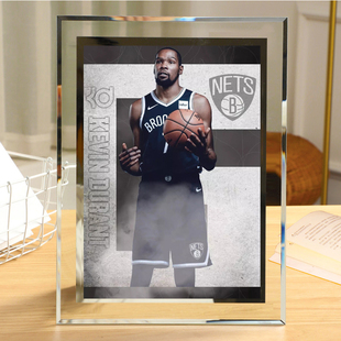 杜兰特水晶相框含6寸照片可定制NBA篮网球星周边玻璃摆台展台画框