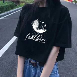 短袖t恤女性感夏季短款露脐打底衫上衣ins风学生韩版宽松火辣体恤