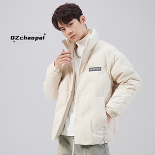 冬季短款羽绒服潮牌白色夹克新款男士加厚保暖冬装白鸭绒外套男生